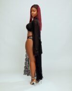 Nuit & Lace Eyelash Lace Sheer Long Robe, Black - Image 4