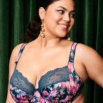 Elomi Lucie Underwire Stretch Plunge Bra, Teal Floral