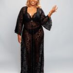 Essentials Custom Long Lace Robe, Black