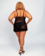 Nuit & Lace V-Neck Lace Babydoll and Thong Set - Image 6