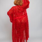 Essentials Custom Long Lace Robe, Red