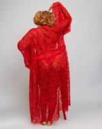 Essentials Custom Long Lace Robe, Red