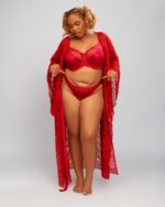 Essentials Custom Long Lace Robe, Red - Image 3