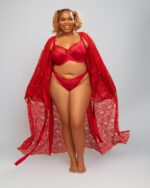 Essentials Custom Long Lace Robe, Red - Image 2
