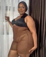 PowerSculpt Slim Abdomen Sculpting Shorts with Butt Lift, Brown - Image 4