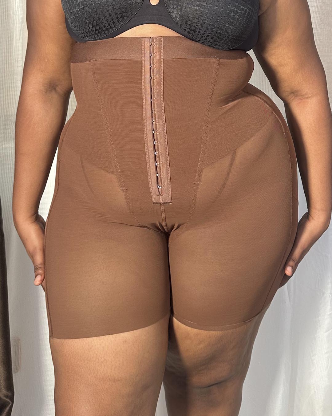 PowerSculpt Slim Abdomen Sculpting Shorts with Butt Lift, Brown BE250012-BN (3) PowerSculpt Slim Abdomen Sculpting Shorts with Butt Lift, Brown - Image 1