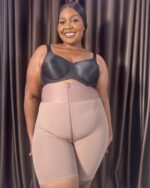 PowerSculpt Slim Firm Shaping Tummy Thigh Slimmer with Zipper, Brown - Image 3