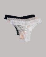 DORINA Essential Lace 3 Pack Thong, BWB