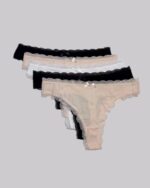 DORINA Essentials Cotton 5 Pack Thong, BWB