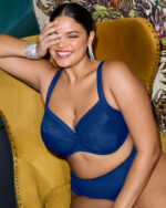 Elomi Nerina Stretch Plunge Bra, French Navy - Image 3